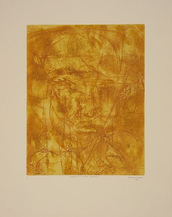 Click the image for a view of: Kagiso Pat Mautloa. Version of pale orange. 2009. Intaglio prints. 496X391mm